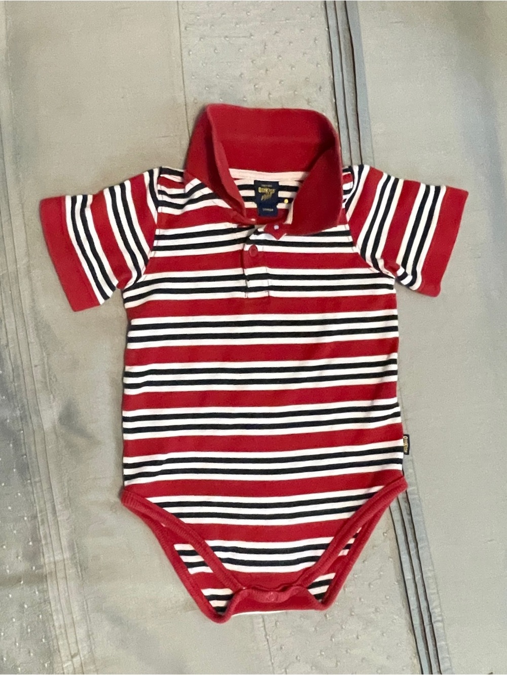 OshKosh B'gosh Red, White & Black Striped Polo One-Piece size 24 months